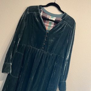 Anthropologie Holding Horses Crushed Velvet Shirt Dress